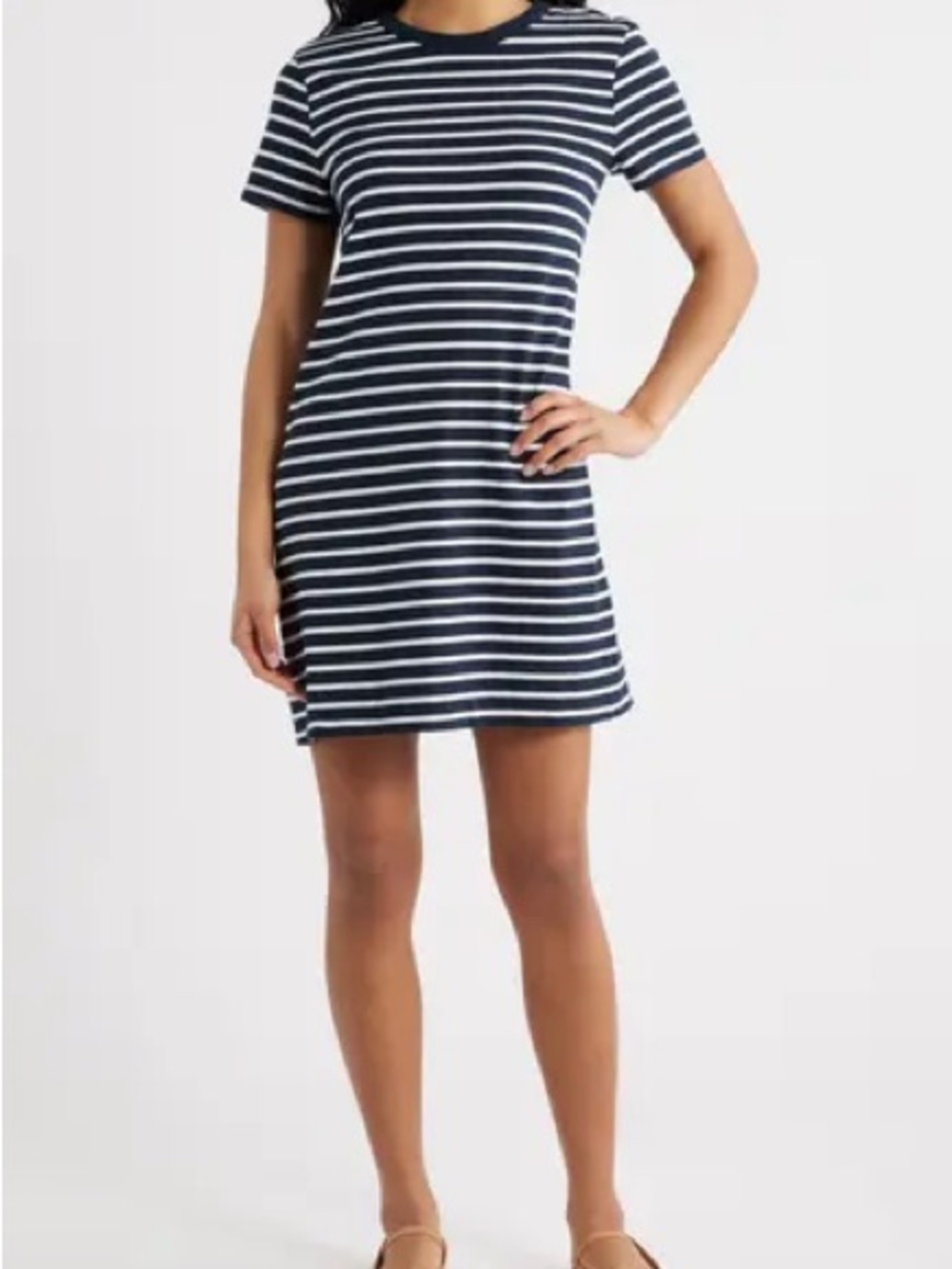 Madewell T-shirt Navy and White Striped Mini Dress
